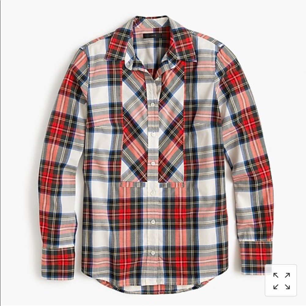 J.Crew Festive Plaid Button Up Shirt Size 8